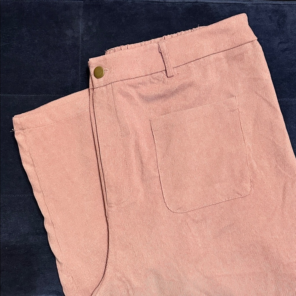 NWT Women’s Stylish High-Waisted Wide-Leg Casual Corduroy Pink Lightweight Pants - Picture 8 of 8